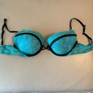 VS lightly padded blue and black lace bra size 34C